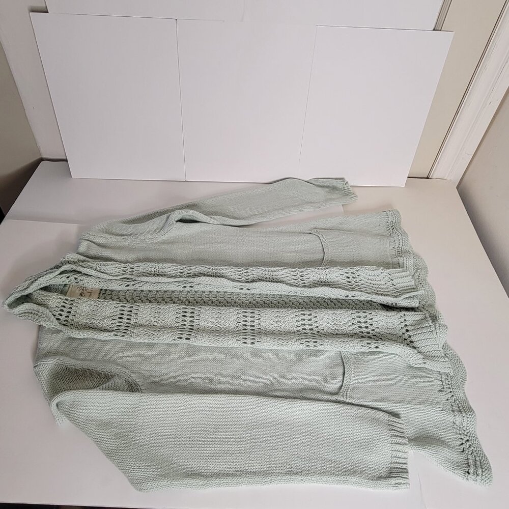 'New' Angle of the North Cotton Knit & Crochet Mint Green Cardigan Size M - Picture 9 of 10